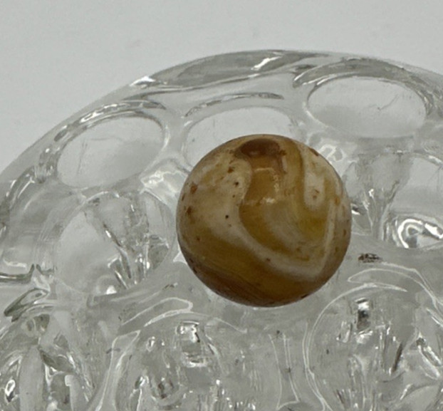 M F Christensen Amber Slag 21/32″ Pre-1943 UV Marble Vintage
