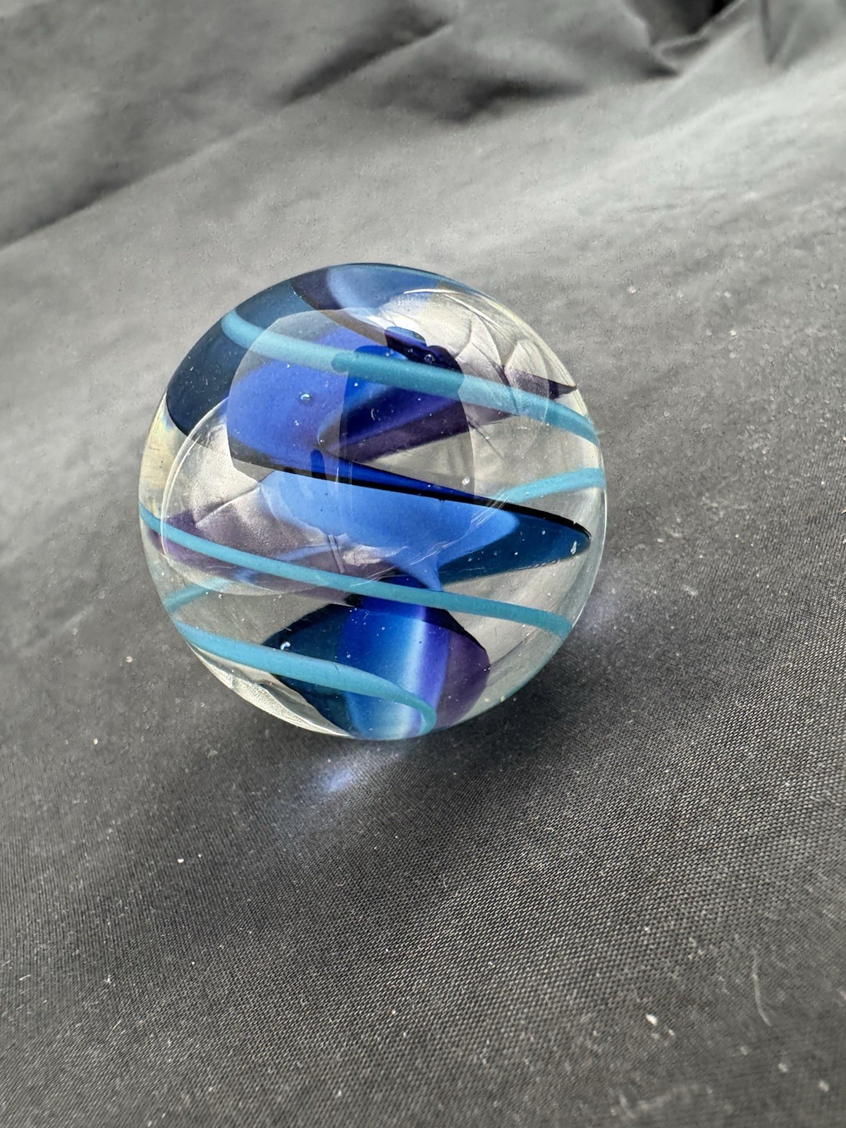 Vintage Mark Matthews Art Glass Marble Spiral Design, 1.47″