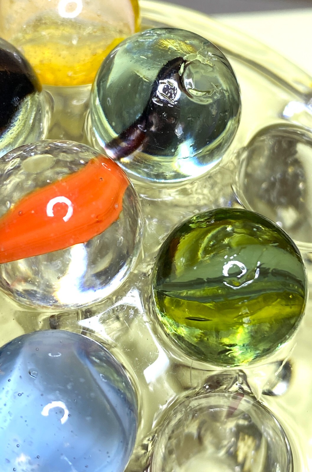 HTF LOT 7 VINTAGE RARE CAT-EYES PELTIER/MASTER SEAMED BUBBLES NM+/- ~VARI” 4B/14