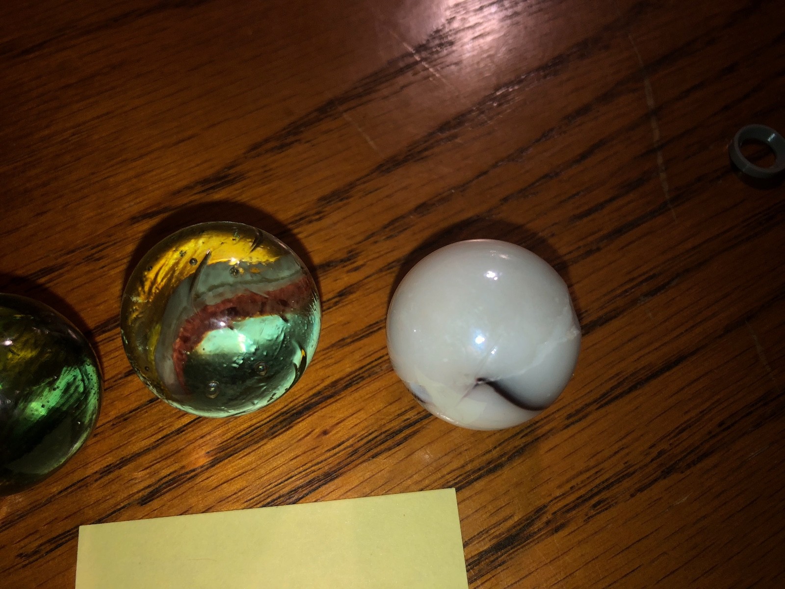 Lot of 3 Shooter Marbles, Cats Eye Pearl Opaque Metallic Swirl (E)
