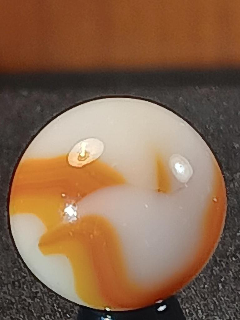 5/8″ Peltier Alley Fiery Orange Pearl White Ribbon Swirl NM Serious Marble B146