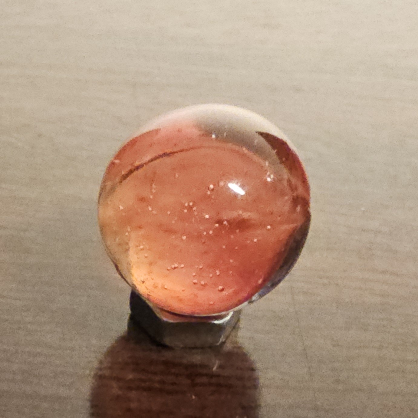 Vintage C. E. Bogard Rose Hybrid .625 Cats Eye in Clear Uranium Glass Marble
