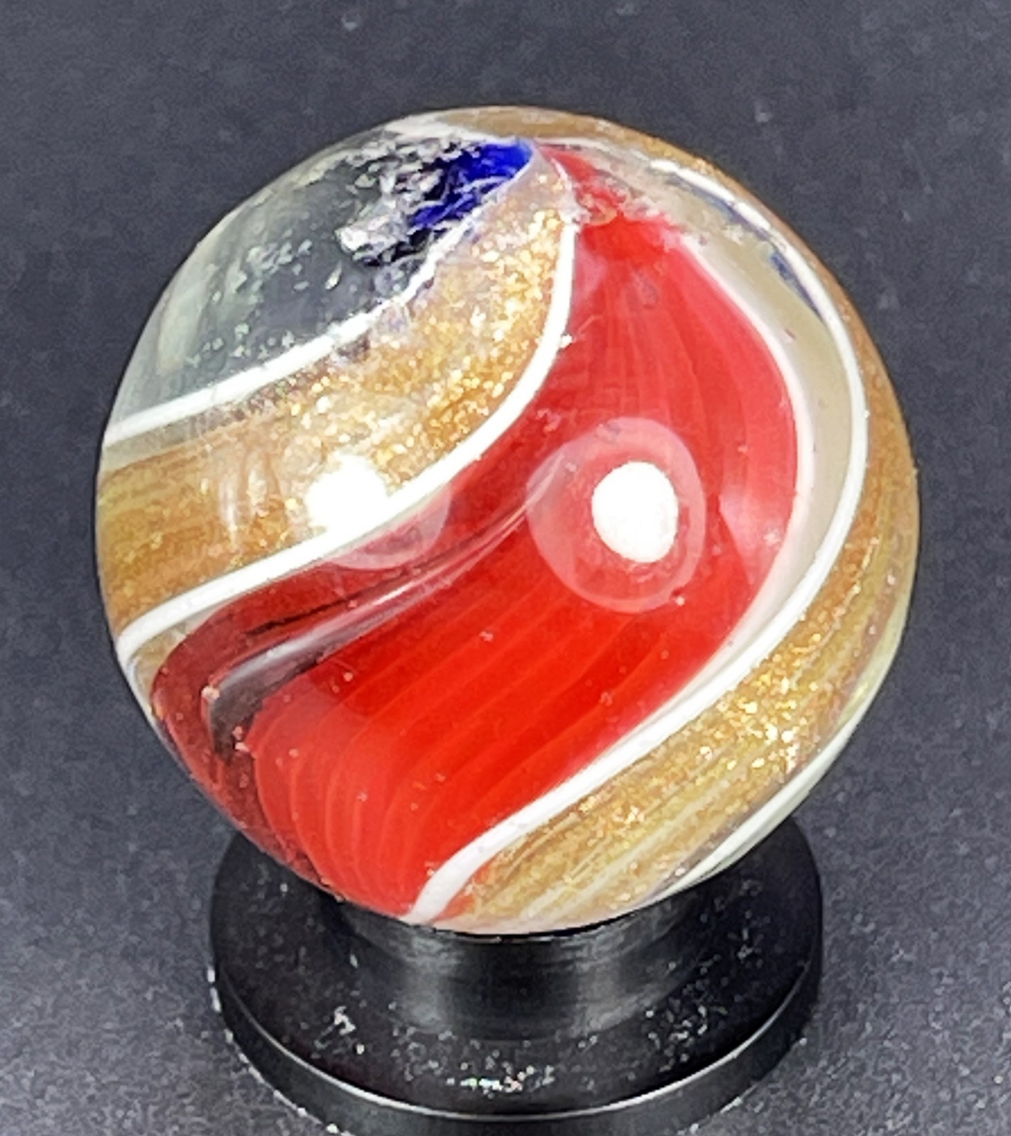 Antique Handmade Ribbon Core Lutz Marble – .787″