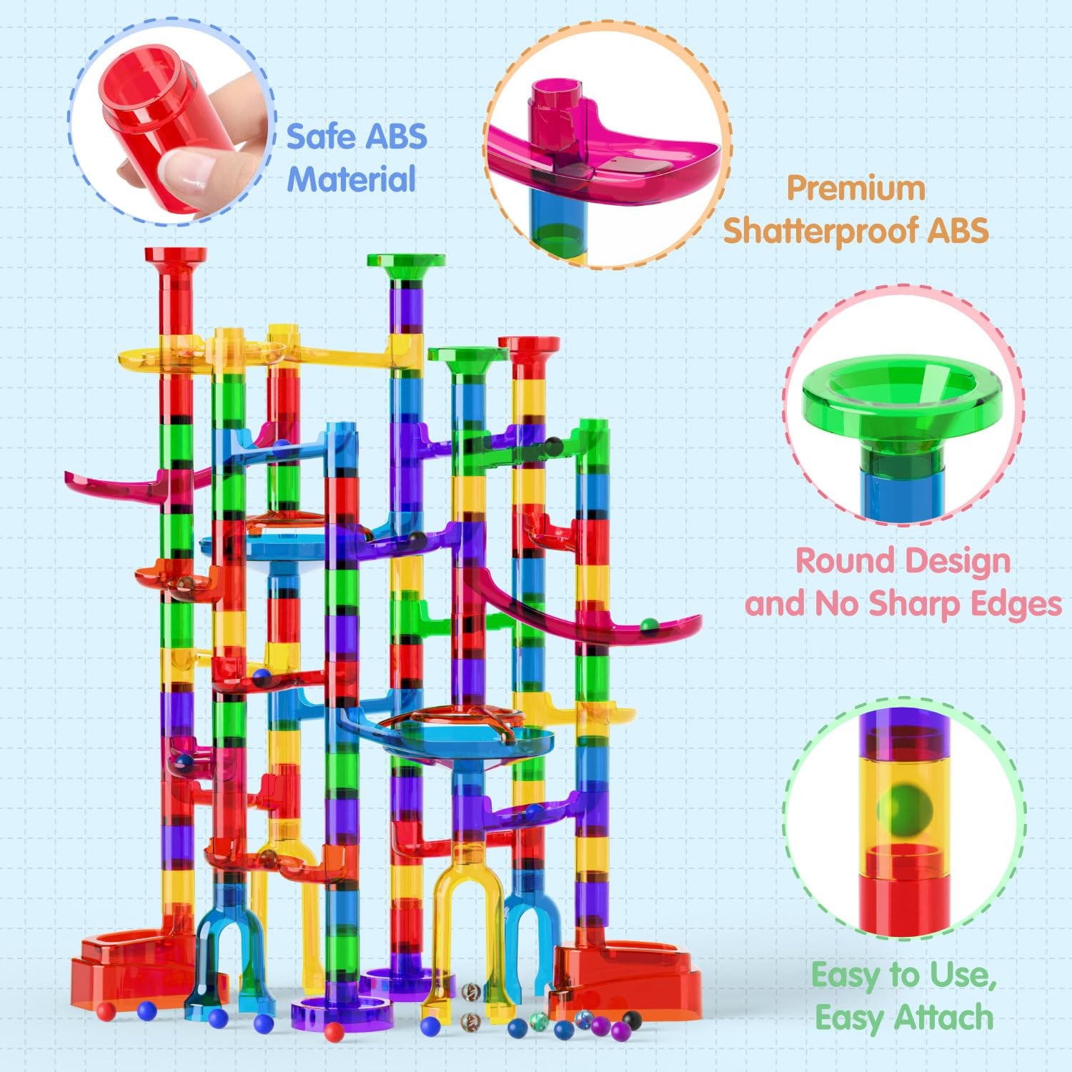 Ifollower Marble Run, 150Pcs Mable Track Race Toys for Kid, Upgrade Marble Maze