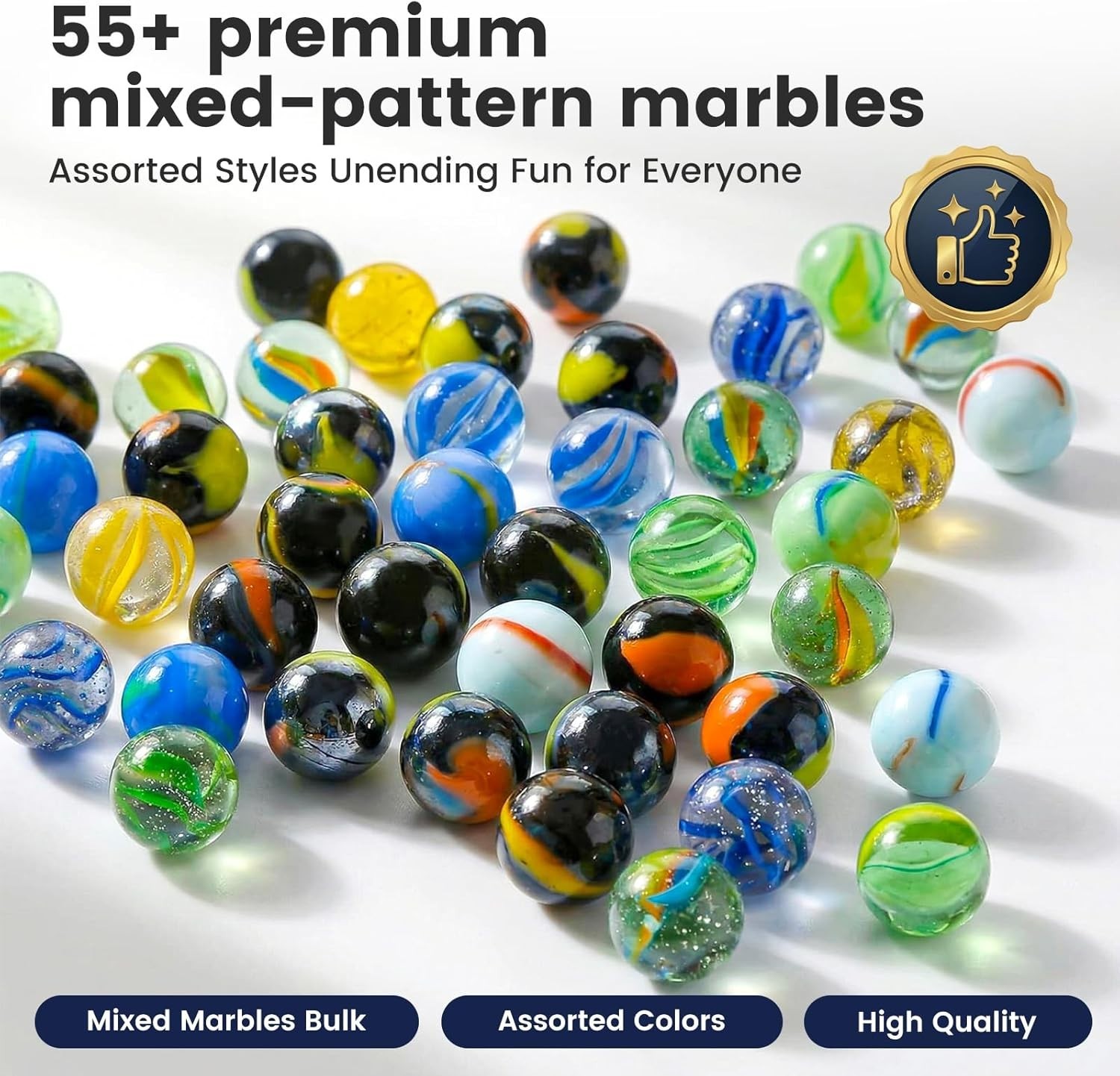 60pc Colorful Glass Marbles 0.6 inch – Perfect for Kids’ Games and DIY Decor