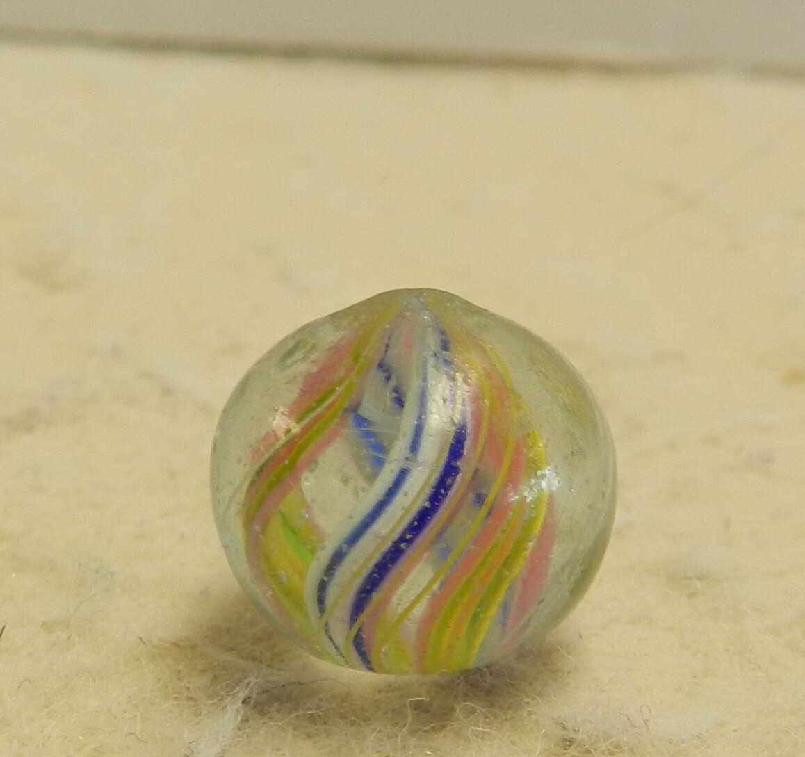 #13889m Peewee .48 Inches Vintage German Handmade Divided Ribbon Swirl Marble