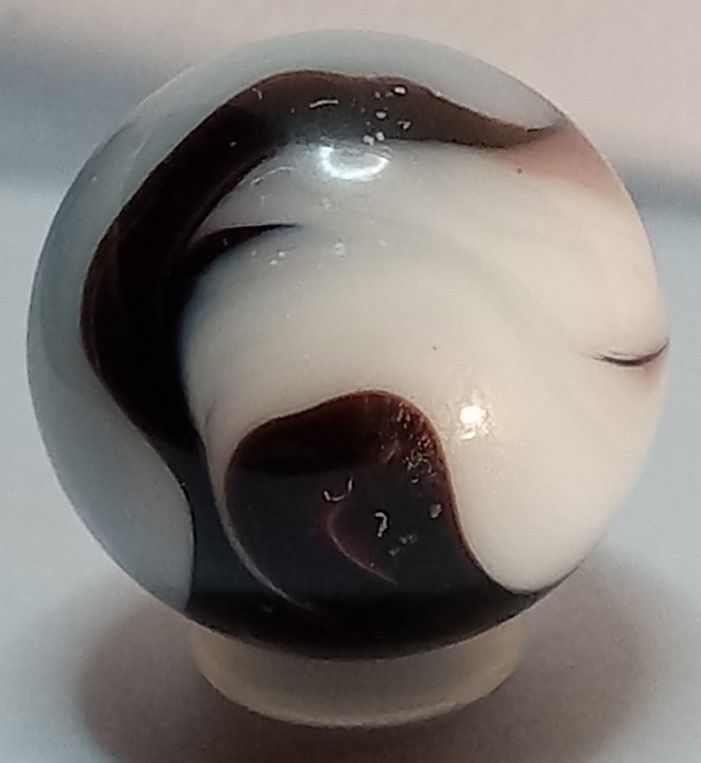 Vintage Marble Premium RAVENSWOOD WV Swirl White Plum Brown 9/16″ NM 1940S-50S