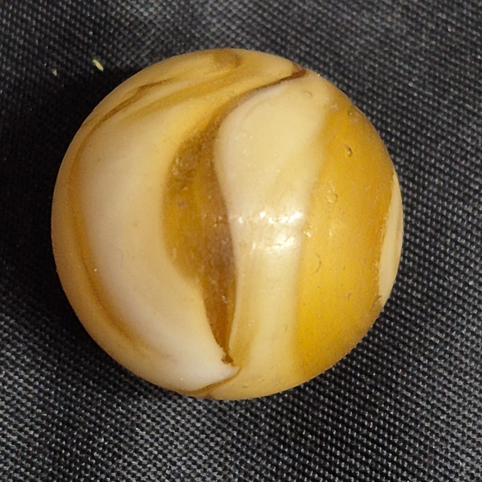 Vintage Amber White Slag Swirl Glass Marble 0.78″ Shooter Akro Agate Alley CAC
