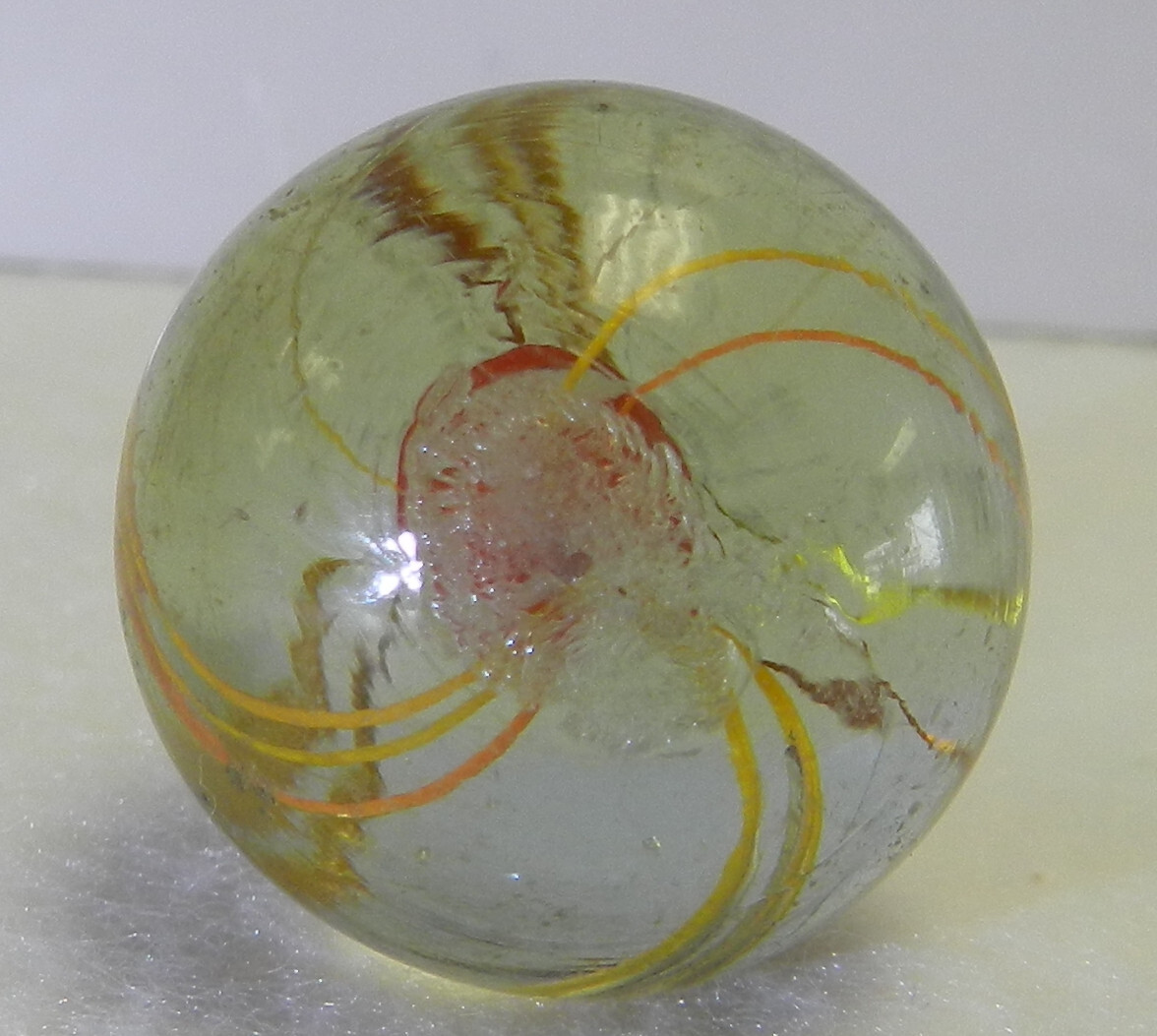 #17417m .89 Inches Very Nice German Handmade Solid Core Shooter Marble NM+