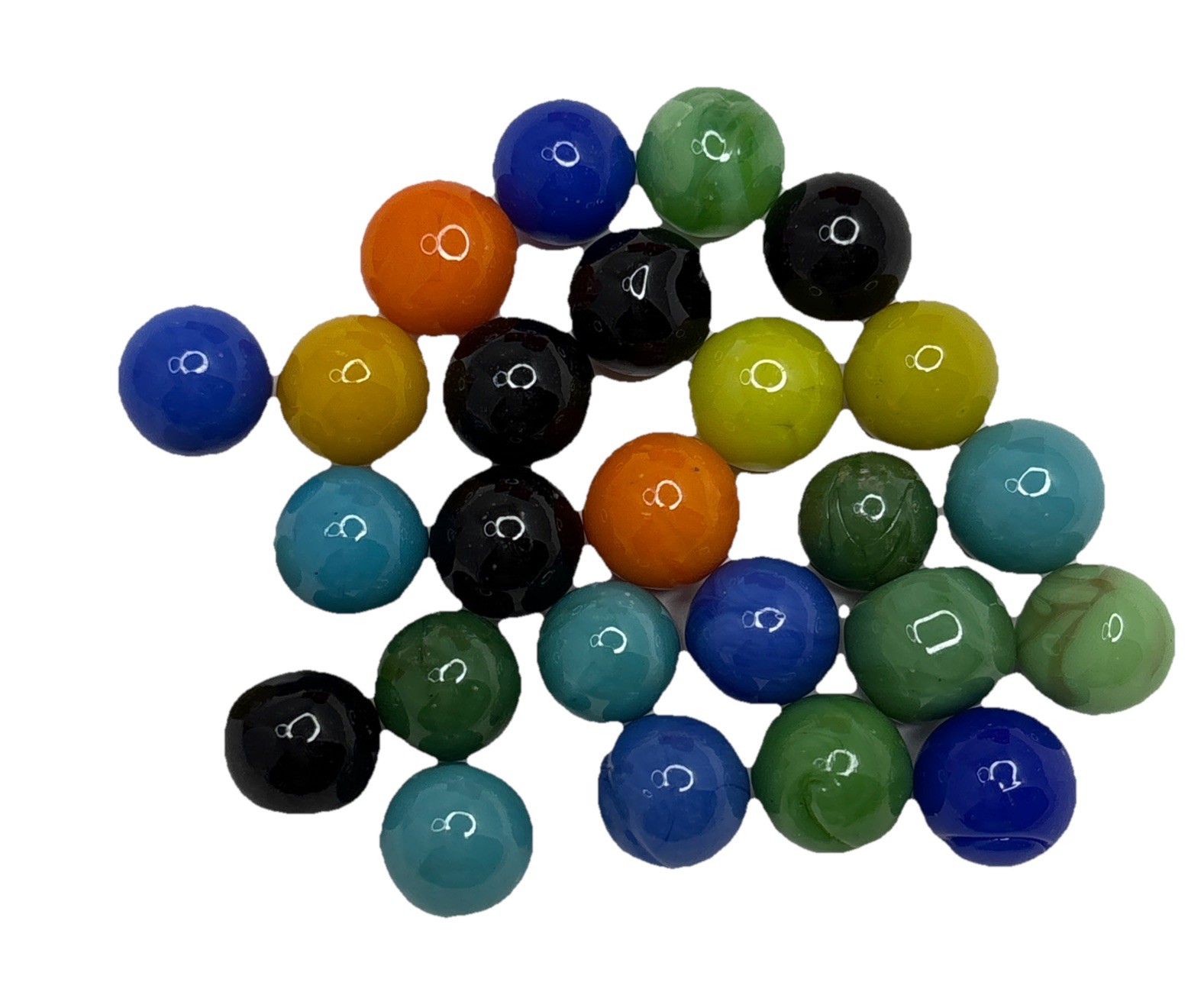Vintage Bright Color Glass Marbles Lot of 25 Peewee Size S