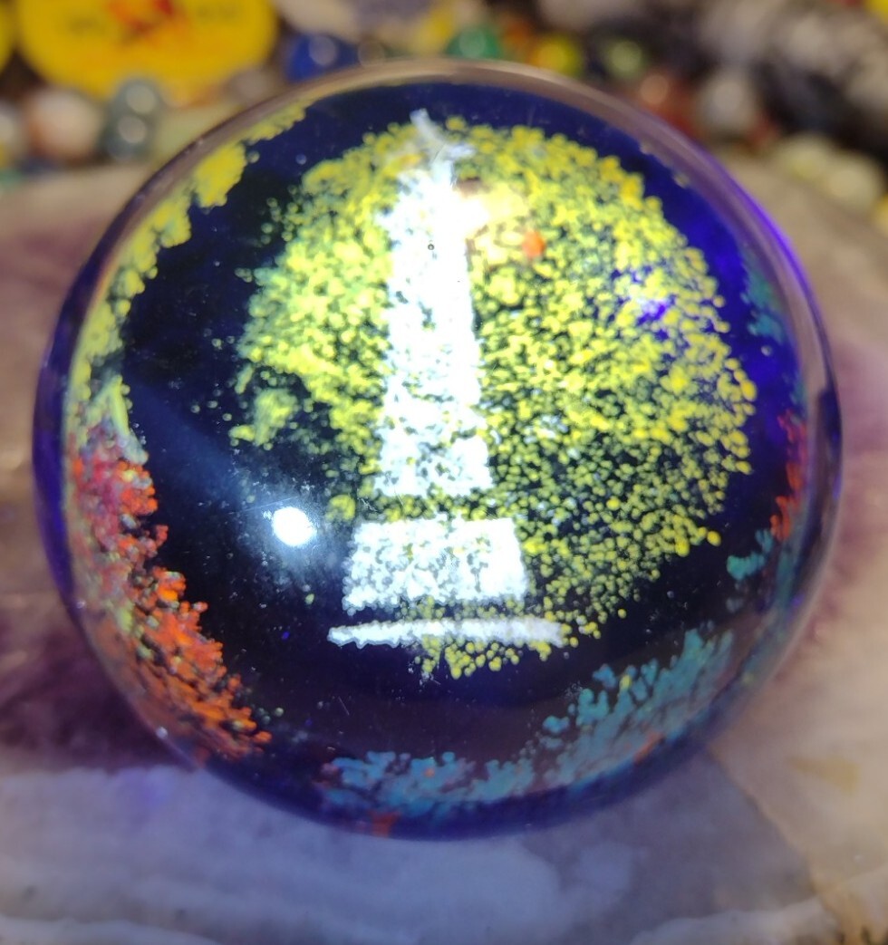 2.62″ VINTAGE ART GLASS PAPERWEIGHT – LIGHTHOUSE