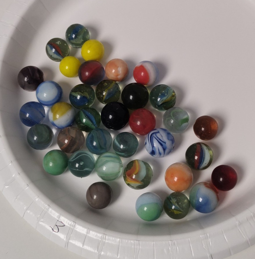 Vtg Marbles 36 in Assorted Lot Cat Eyes Multi Color Misc