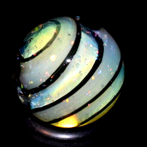 BRYAN TRILLAS GLASS MARBLE/.798″-OPAL MOTHER OF PEARL BLACKLIGHT-WORLDWIDE FAST