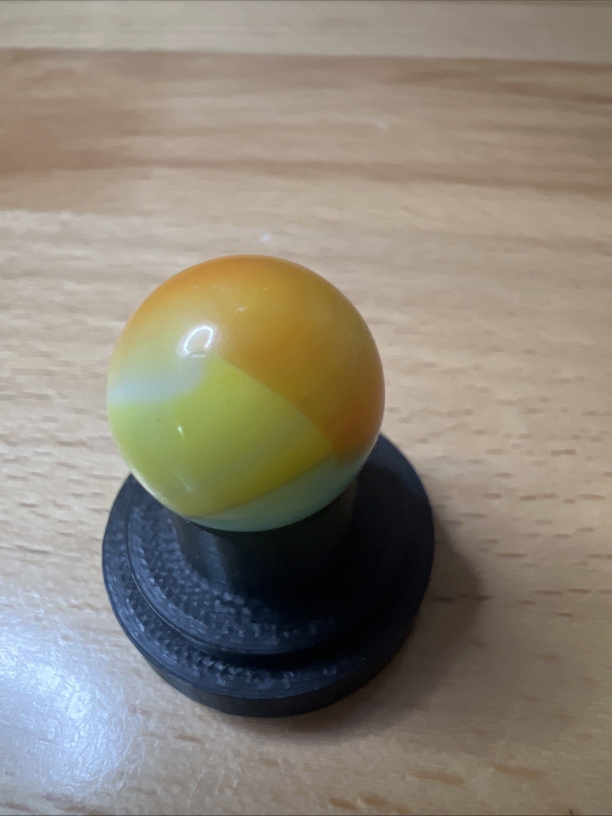 1930’s Vintage PELTIER RAINBO Glass Marble Blue Yellow Orange