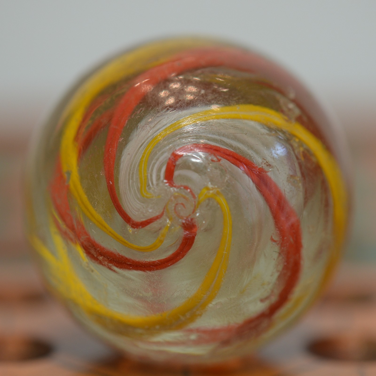 Handmade White Latticinio Swirl Marble, Shooter 1.23in Near Mint 1860-1920 S1560