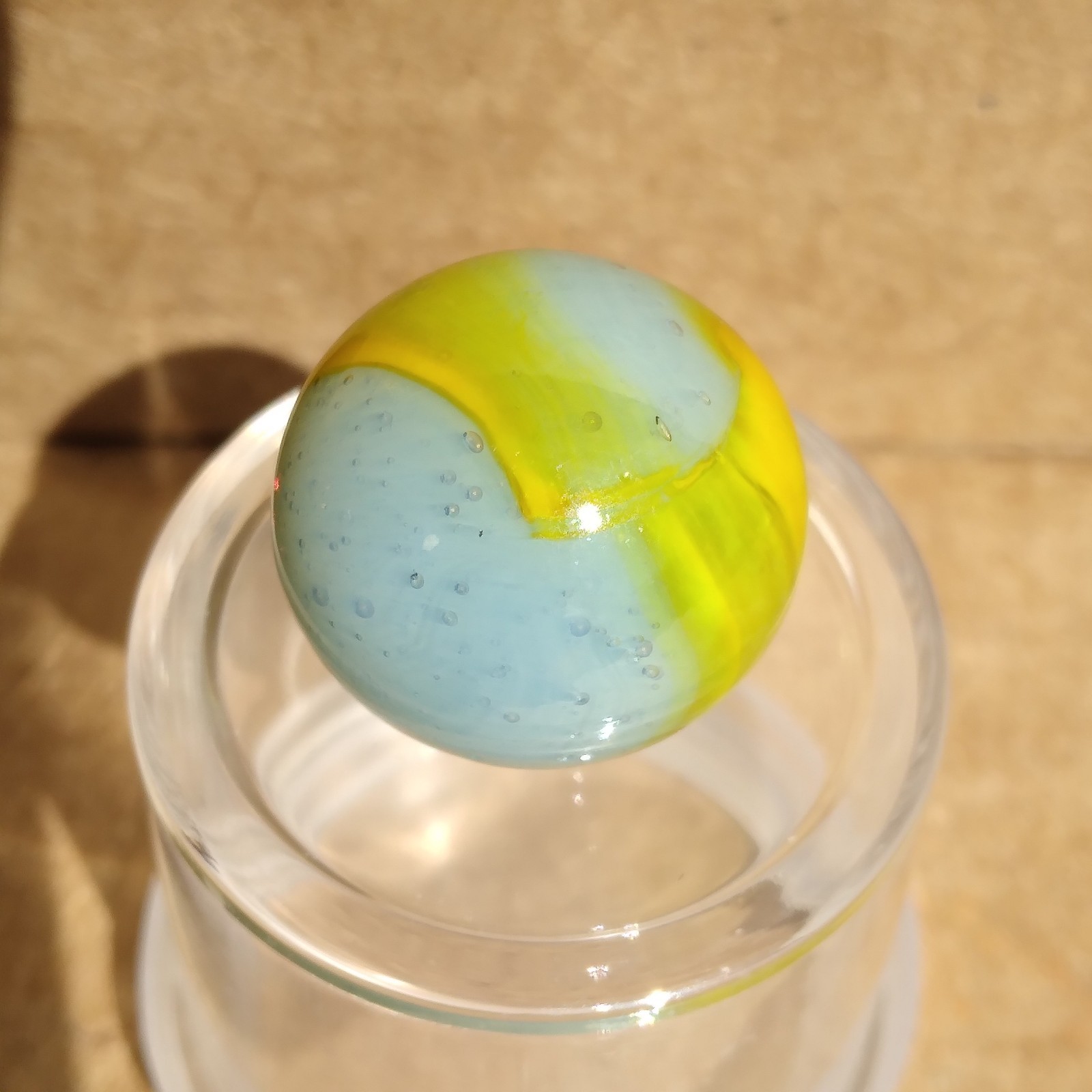 .62″ Vintage Ribbon Marble- Seedy Blue Yellow- Kokomo Peltier