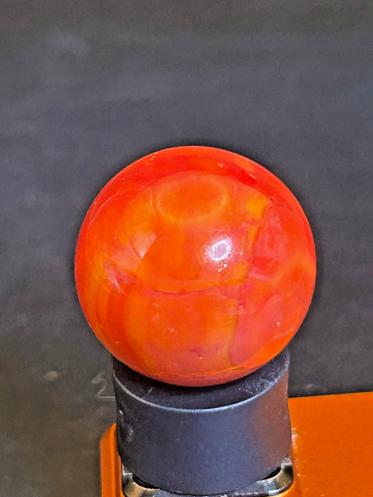 Vitro Agate Tomato Marble Persimmon Orange UV+ Swirl .89″ Near Mint+, SH22
