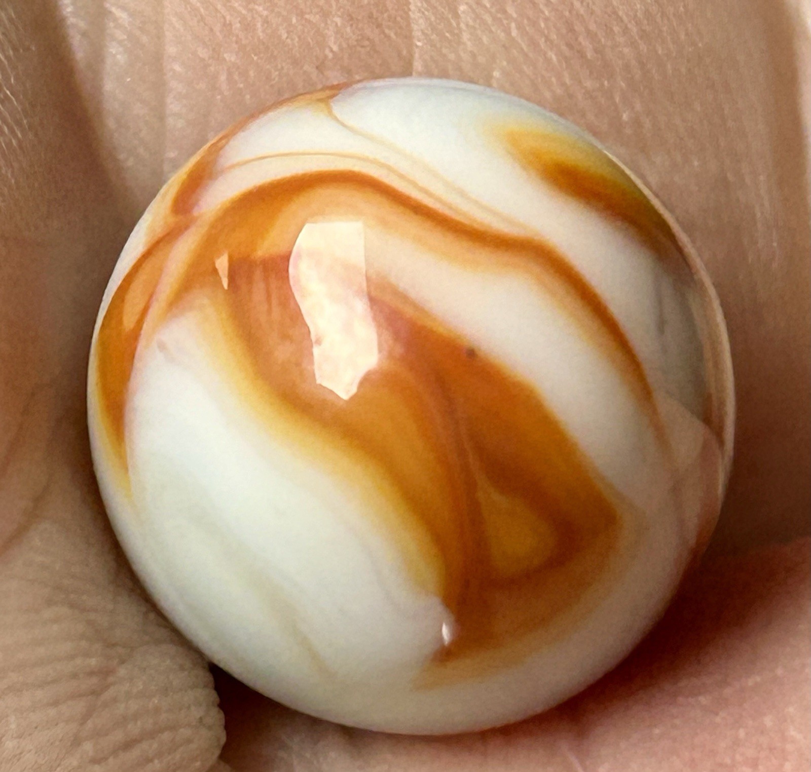 Vintage Alley Agate Or Heaton 0.64” Copper Ribbon Swirl Marble NM!