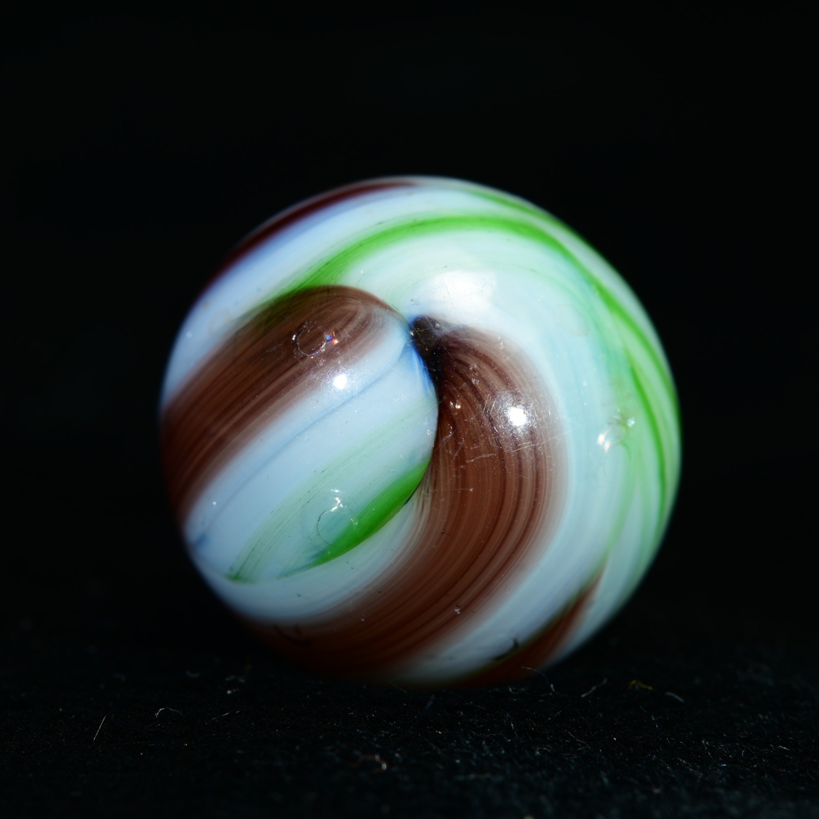 Veiligglas Opaque Vintage Marble Bold Contrast Stacks & Loops 1950’s 16mm 5/8”
