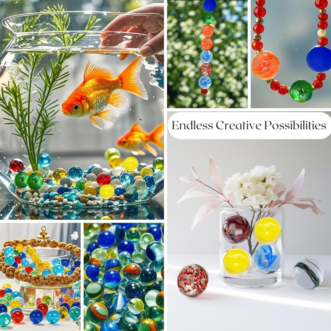 50Pcs 16Mm Glass Marbles Multiple Colors Bulk Collection Cat Eye Marble for Boun