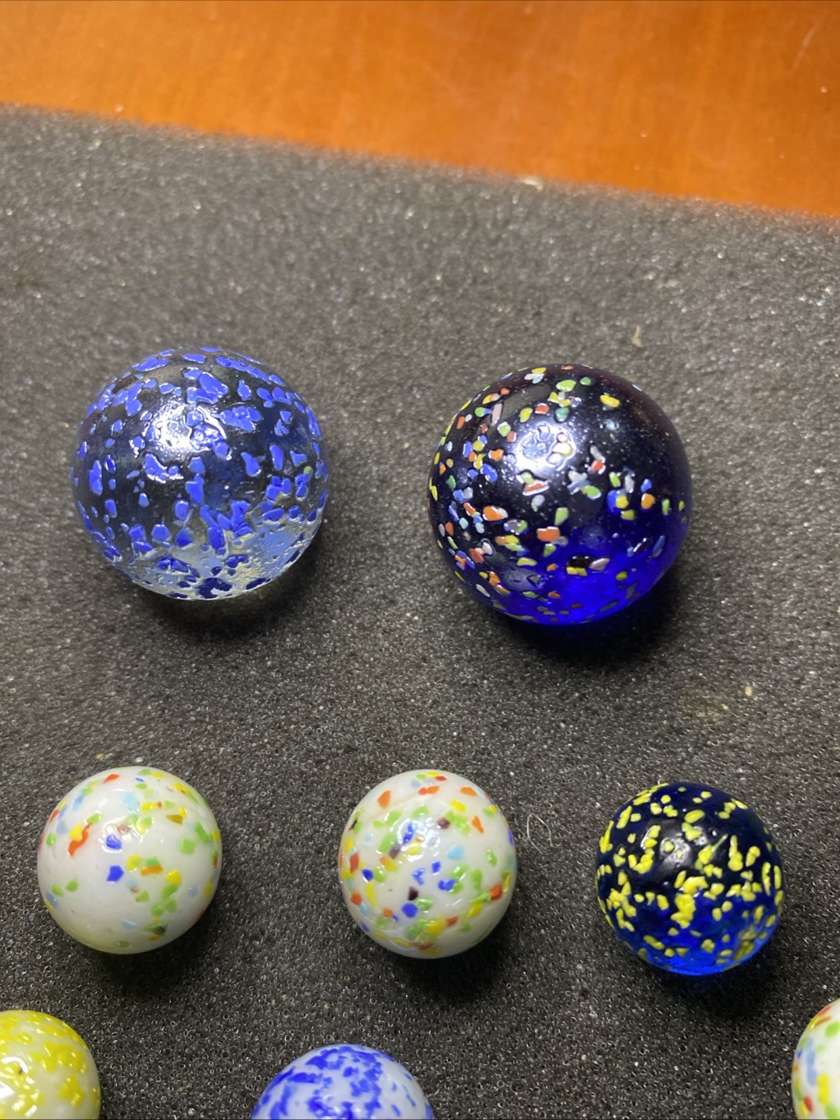 14 Vintage Glass Confetti Multi-Color Speckled Marbles Including 2 Shooters