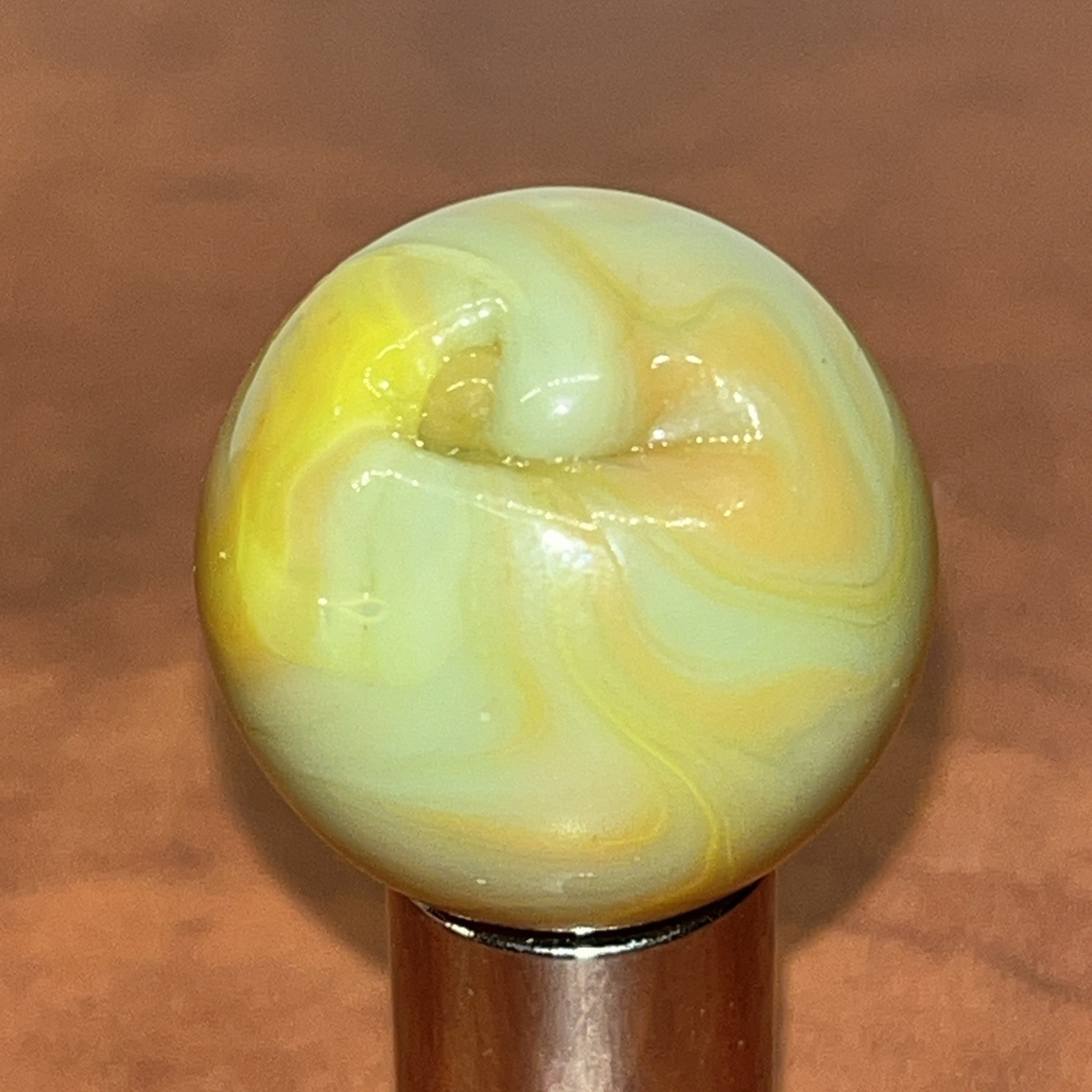 Vintage Shooter Marble .936 Rust/bluish/greyish/yellow. Glows In UV Light (8)