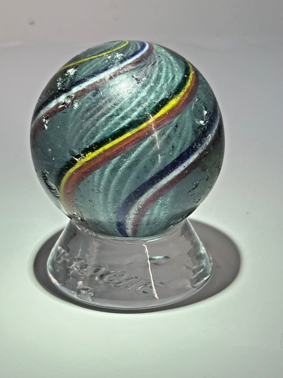Antique German Handmade Divided Core Marble Purple Base Glass 1-3/4″ NM E3.18