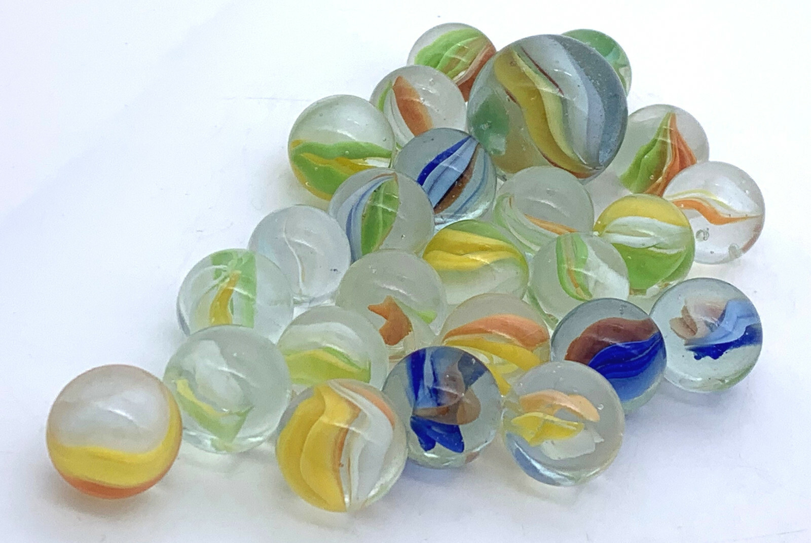 Cat’s Eye Net Bag of 25 Glass Mega Marbles Vacor Mixed Colors Cats Eye