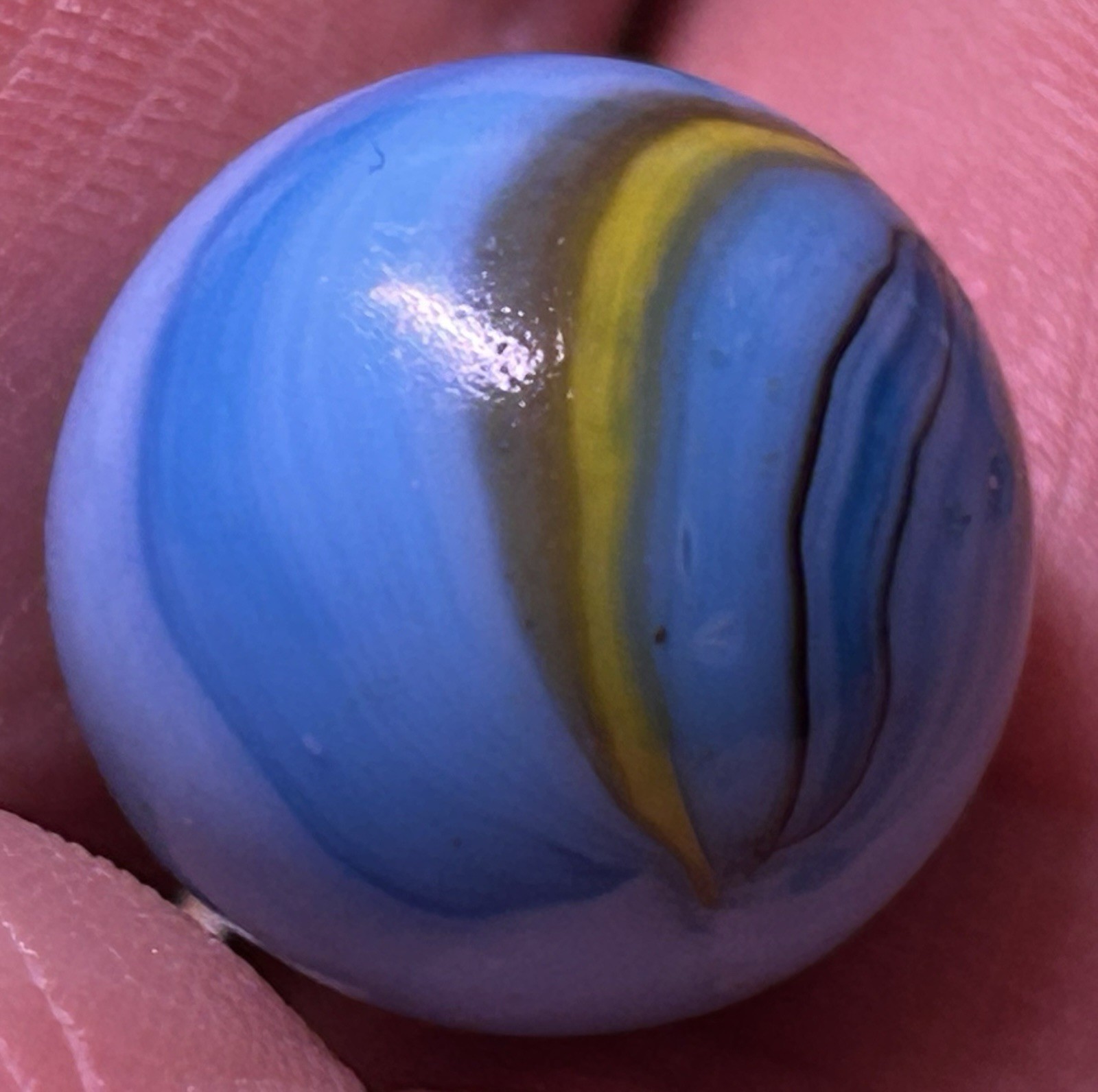 Vintage Akro Agate Or Peltier Glass? 0.60″ Ribbon Swirl Multi Color Marble NM