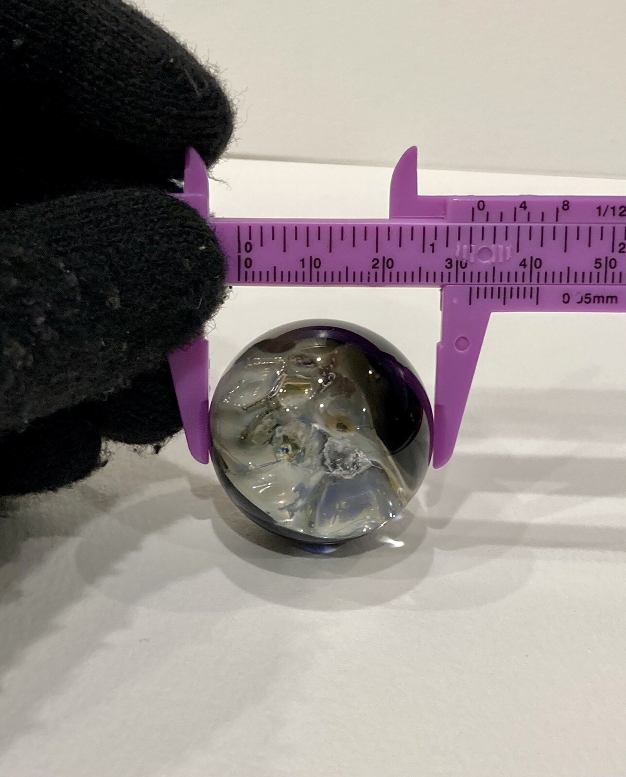 Glass Boro Skull Marble Lot Of 5 Hand Made Art Sculpture Silver Fume Color