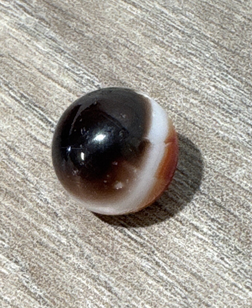 Vtg Marble .57” Slag Agate Patch Orange White Brown Red Glass