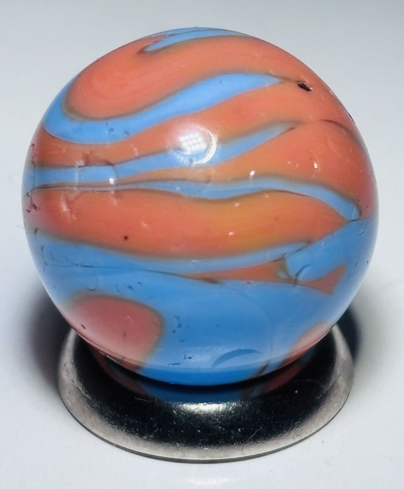 Christensen Agate Co Two Color Flame Swirl Marble.67” In Near Mint- Condition