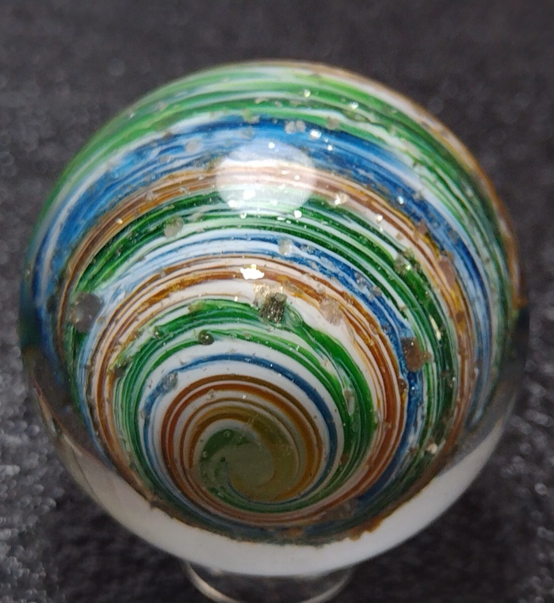 LG 1.60″ 🌈 Silver Sparkle EXPLOSION 💥 Swirl Contemporary Art Glass Marbles