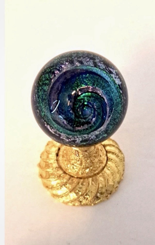 Mazet Studio’s Art Glass Dichroic Vortex Marble 1.6″