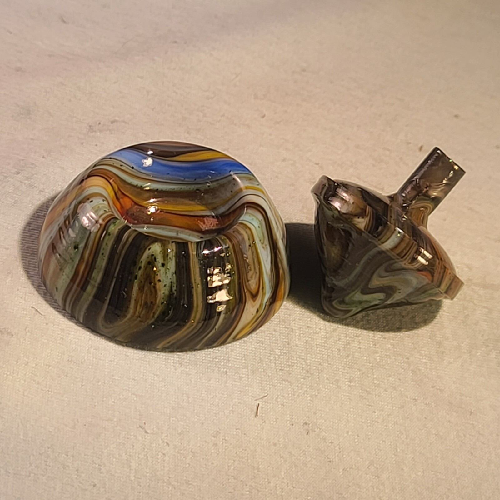 ANDY DAVIS, Glass Art Spinning Top & Base, Tom Jinks Run (?), #259C