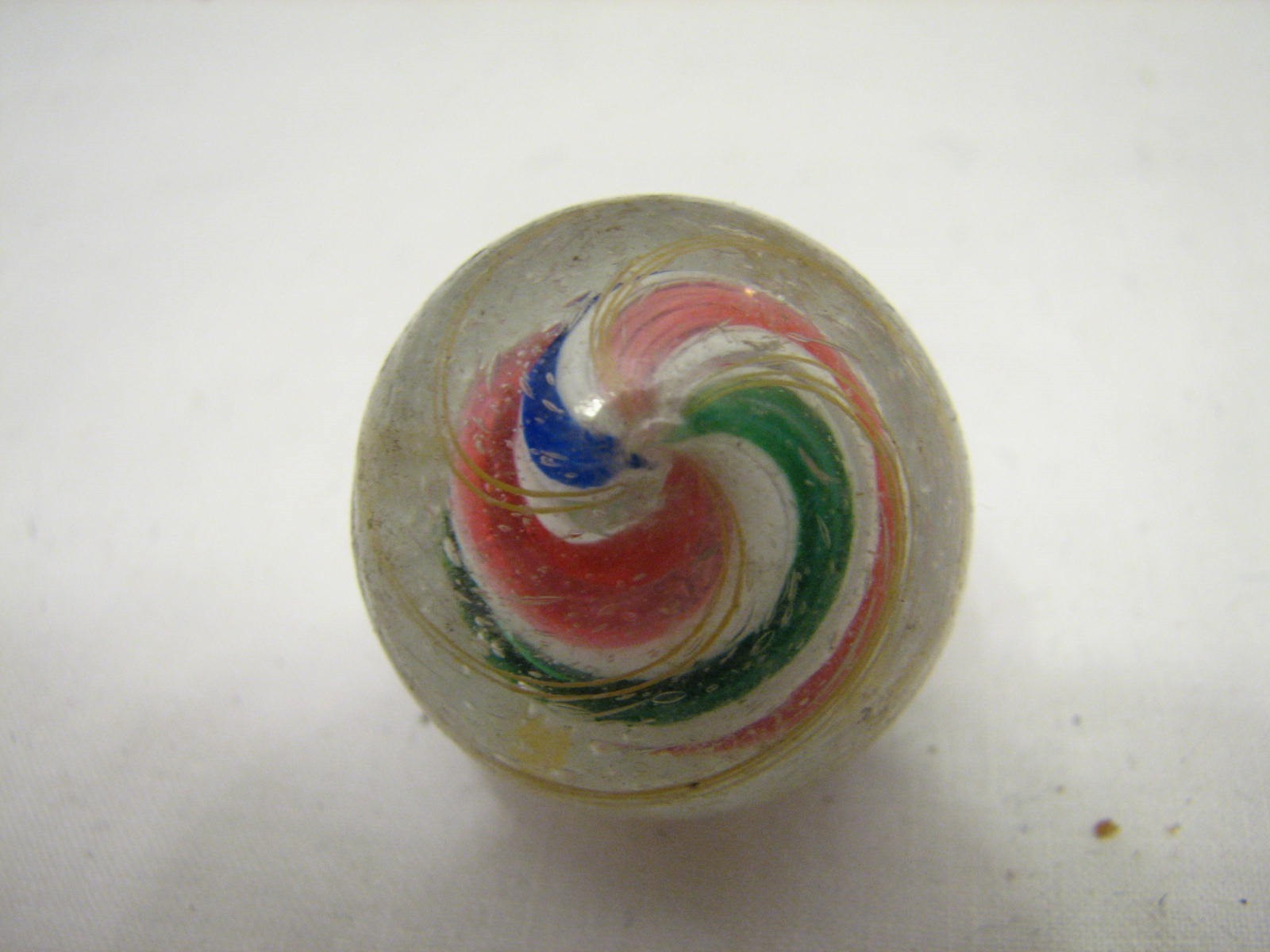 3 Lg Vintage Rainbow Latticino Caged Swirl Marble Blue Pink Green Yellow Shooter