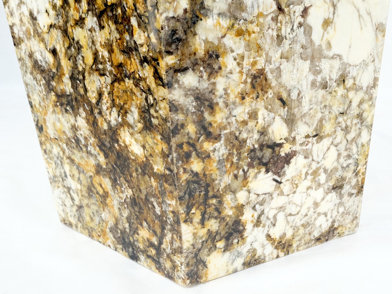 Large Polished Marble Stone Hexagon Shape 38″ Tall Pedestal MINT!