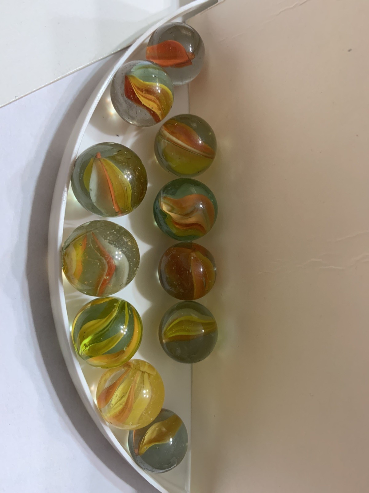 11 Vintage Cat’s Eye Marbles 14.25mm-16.47mm Mixed Colors Collector Lot B20
