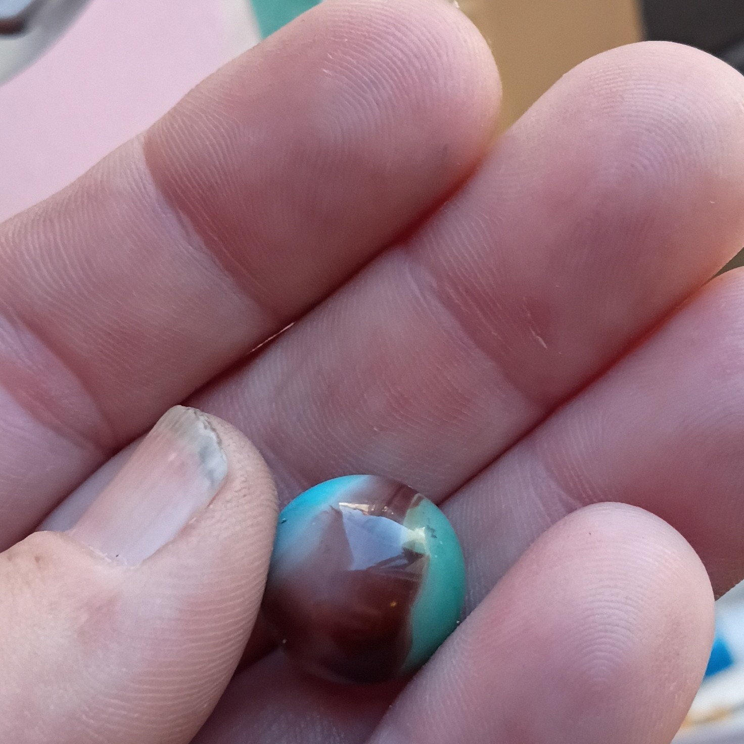 pelter Blue and Brown Swirl Machine Made Toy Marble for Ages 8-11 Years