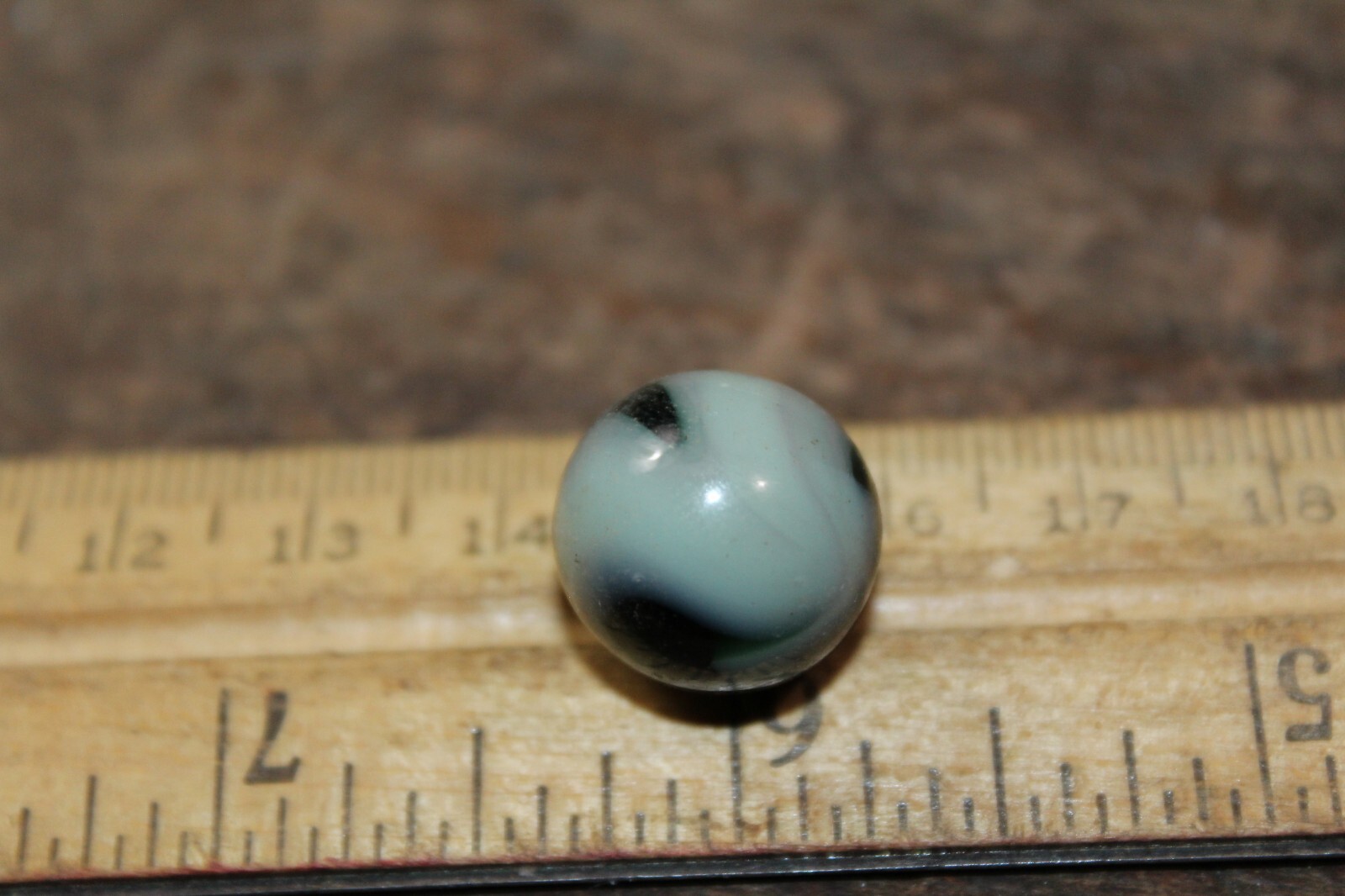 Vintage Glass Marble Dark Blue-Green & White Swirl