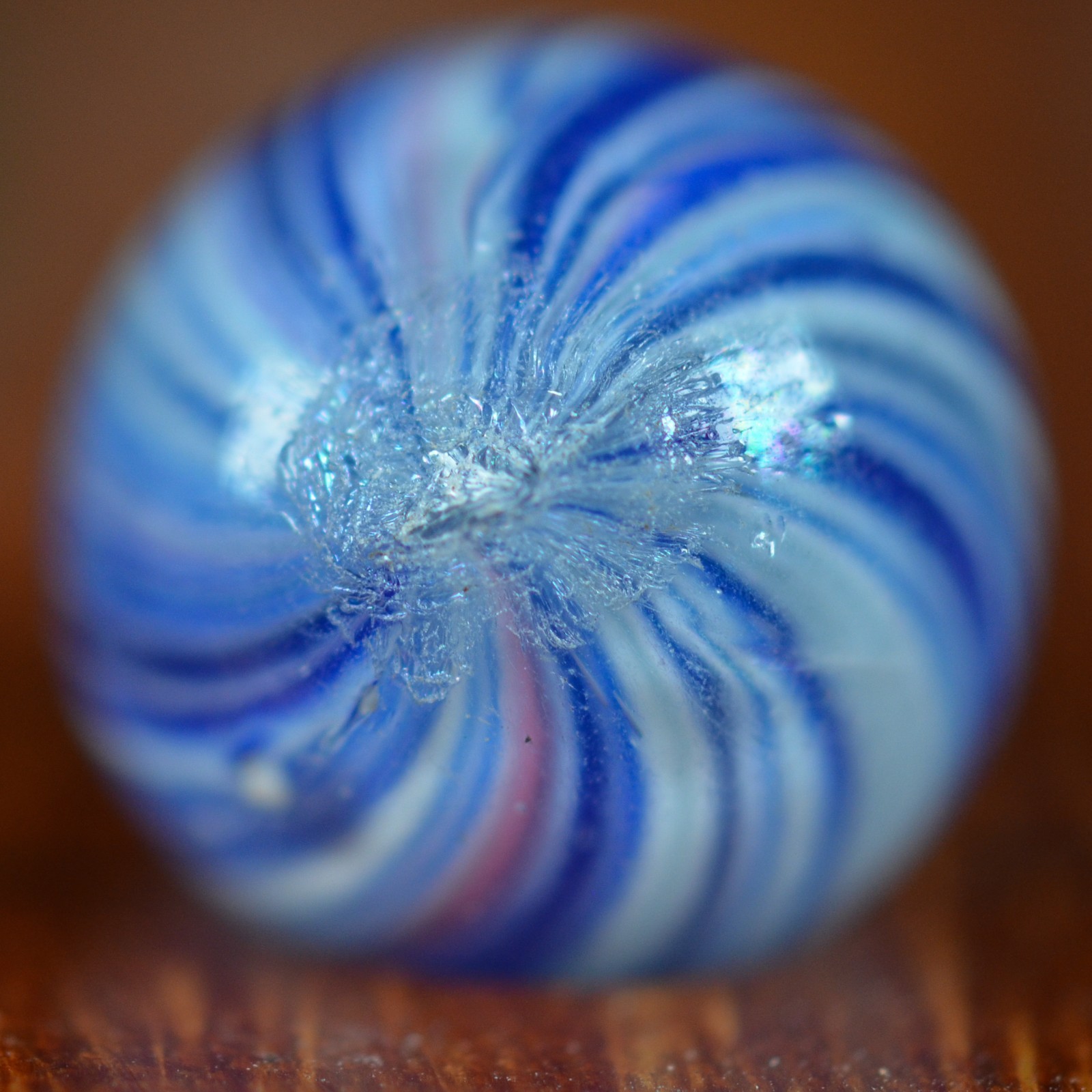 Handmade Blue Onionskin Marble, 0.55 inch, Mint, Germany, 1860-1920, S1588