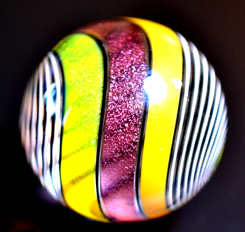 HOT HOUSE GLASS MARBLE/1.576″-STAINED GLASS WINDOW/ZEBRA-TRANSPARENT CITRUS,YLW+