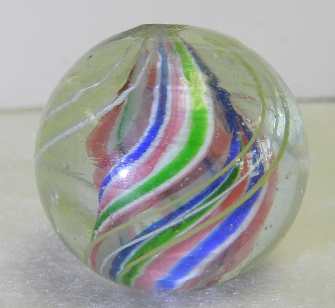 #20828m High Grade Large .99 Inches German Handmade Divided Ribbon Swirl Marble
