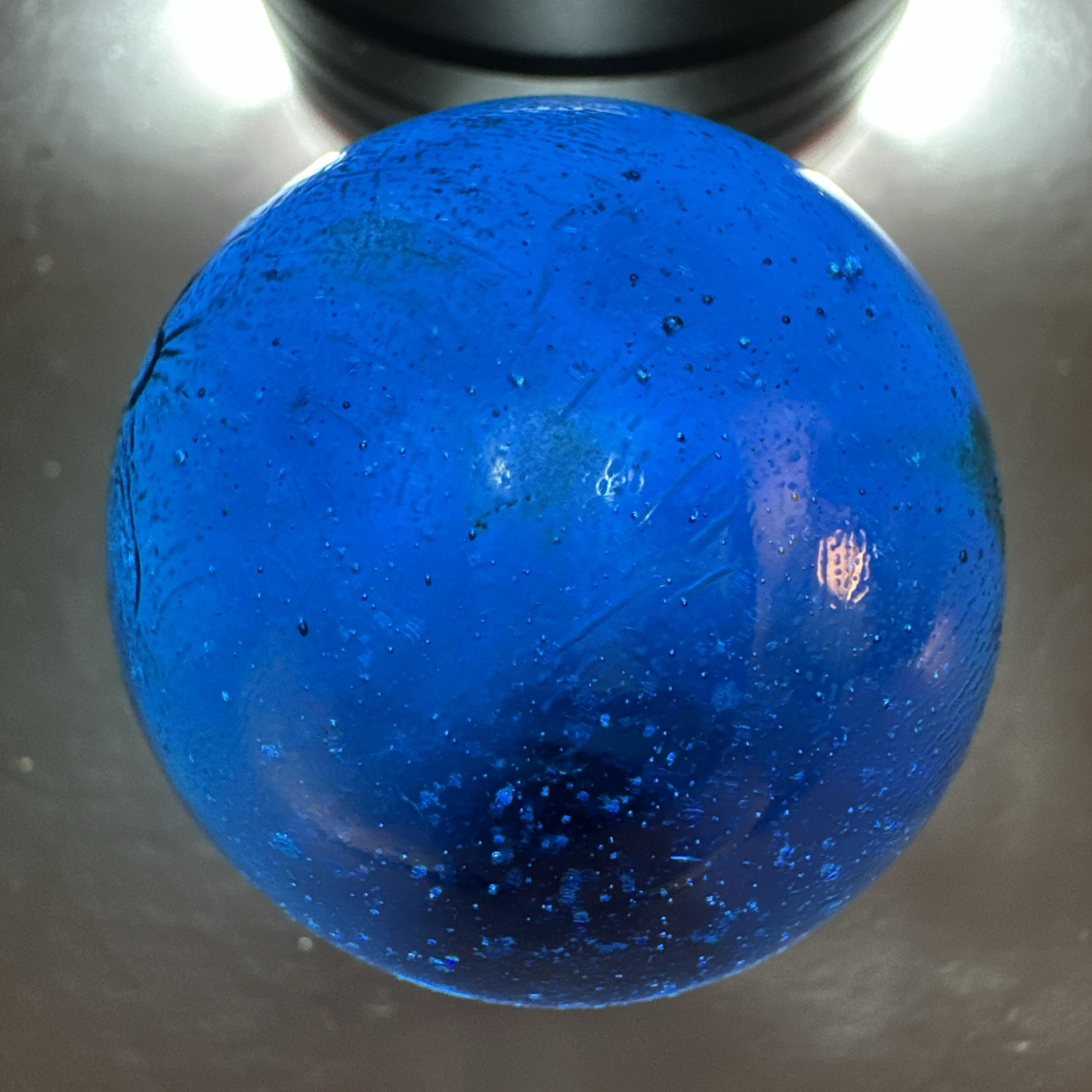 34mm Cobalt Blue Iridescent Glass Marble Vintage collectible No chips