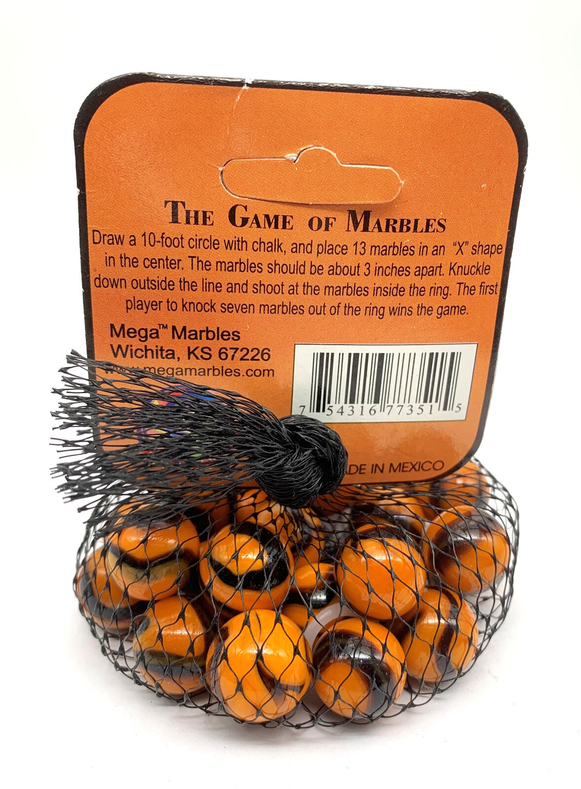 Net Bag 25 “Bengal Tiger” Glass Mega Marbles by Vacor 2004-2006 Early Edition