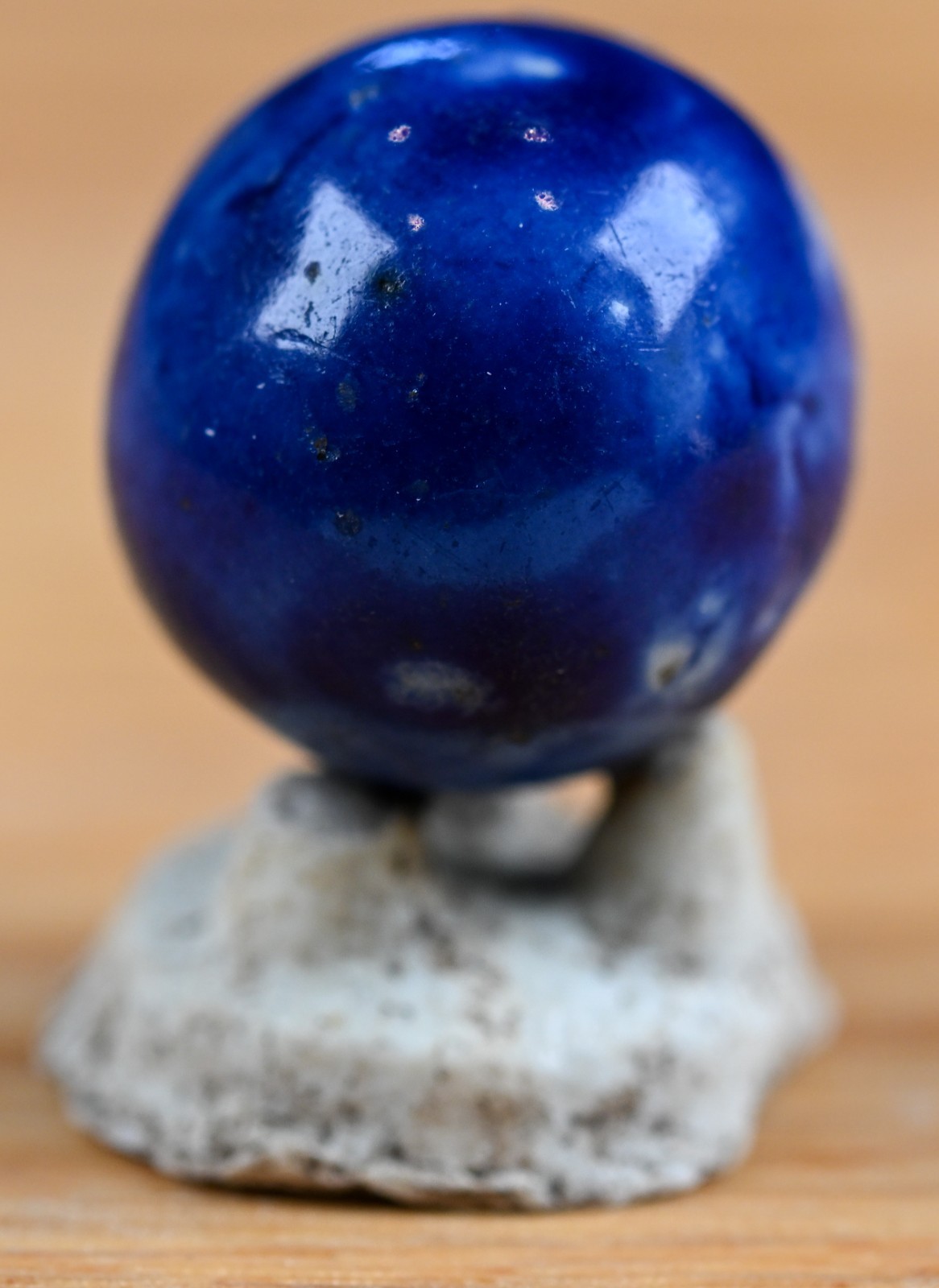 Blue Handmade Bennington Marble & Old German Firing Stand, 0.72 inch, Mint S1691
