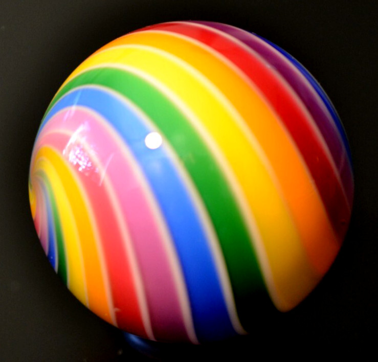 HOT HOUSE GLASS MARBLE/1.721″-DICHROIC RAINBOW & WHITE JOSEPH’S COAT-FAST SHIP