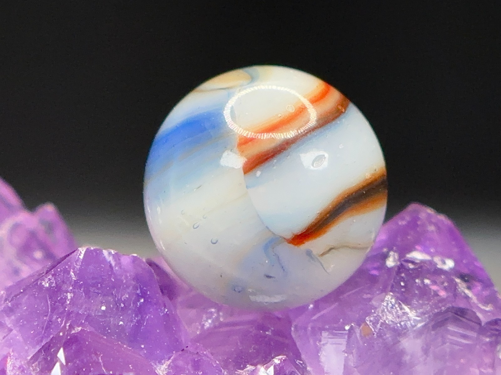 EPIC Vintage Peltier Glass Rainbo Blended Marble – UNUSUAL COLORS – .64″ Mint-
