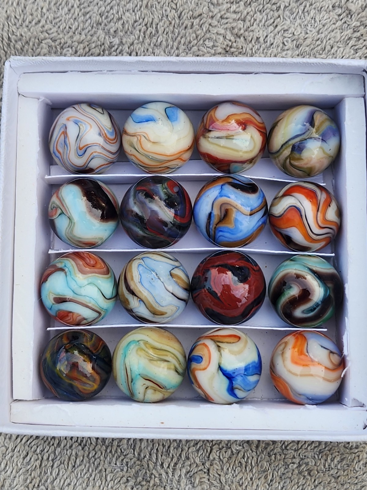 4-21-2010 JABO CELEBRATION RUN MARBLES 3/4″ . BOX SET OF 16 $60.00 .