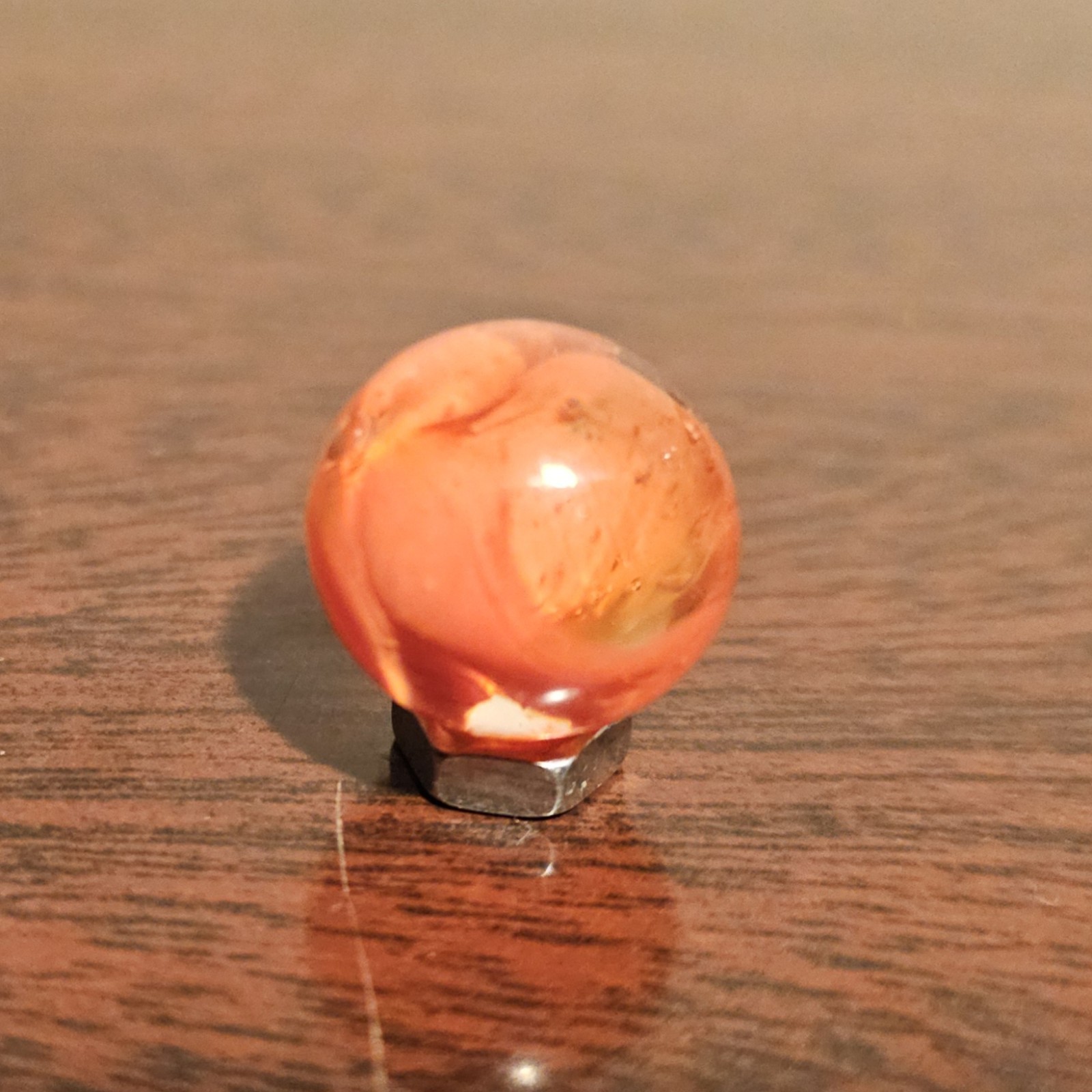 Vintage CE Bogard Orange Floppy 4-Lobe .625″ Glass Marble